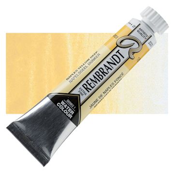 Open in modal - Rembrandt Artist Watercolor - Naples Yellow Deep, 20 ml tube and swatch