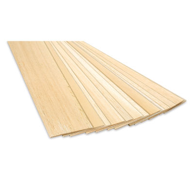 Bud Nosen Balsa Wood Sheets - 1/8" x 4" x 36", Pkg of 15 (view of the ends)