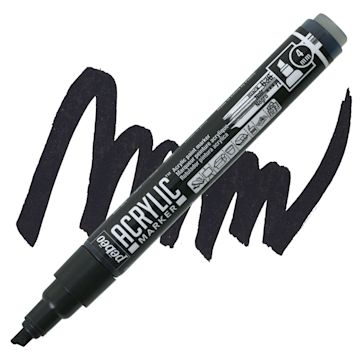 Open in modal - Pebeo Acrylic Marker - Black, 4 mm, Chisel Nib marker and swatch