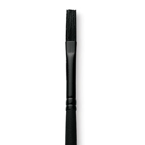 Grumbacher Black Diamond Black Hog Bristle Brush - Flat, Long Handle, Size 2