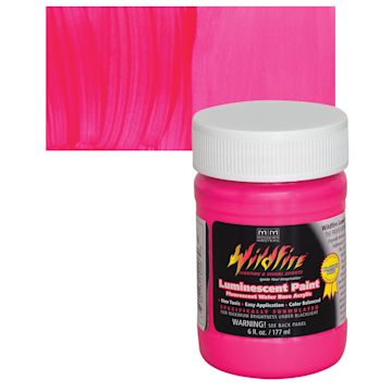 Open in modal - Wildfire Luminescent Fluorescent Acrylic Paint - Hot Pink, 6 oz and swatch