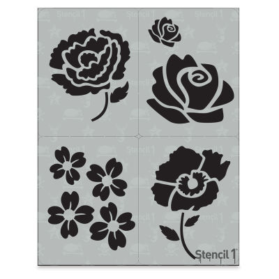 Stencil1 Multipack Stencil - Flowers, Set of 4, 8-1/2" W x 11" L