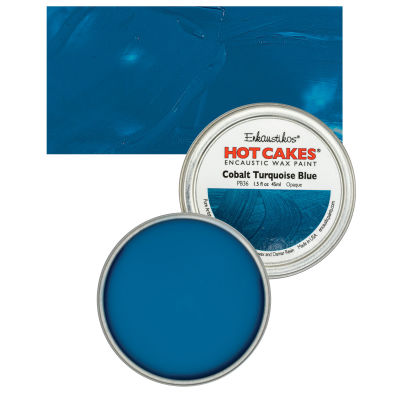 Enkaustikos Hot Cakes Encaustic Wax Paint - Cobalt Turquoise Blue, 45 ml tin