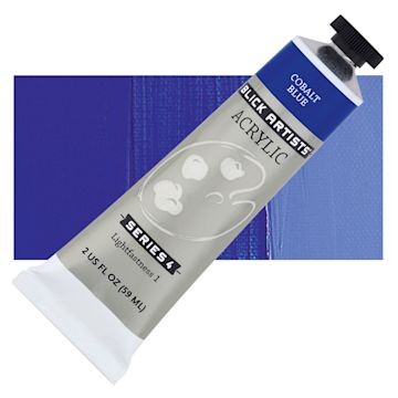 Open in modal - Blick Artists' Acrylic - Cobalt Blue, 2 oz tube and swatch