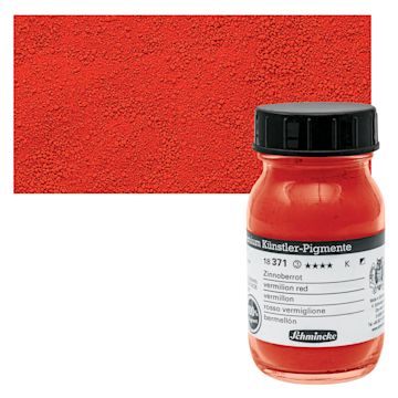 Open in modal - Schmincke Pigment - Vermilion Red, 100 ml Jar and swatch
