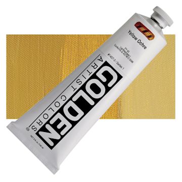 Open in modal - Golden Heavy Body Artist Acrylic - Yellow Ochre, 5 oz Tube and swatch