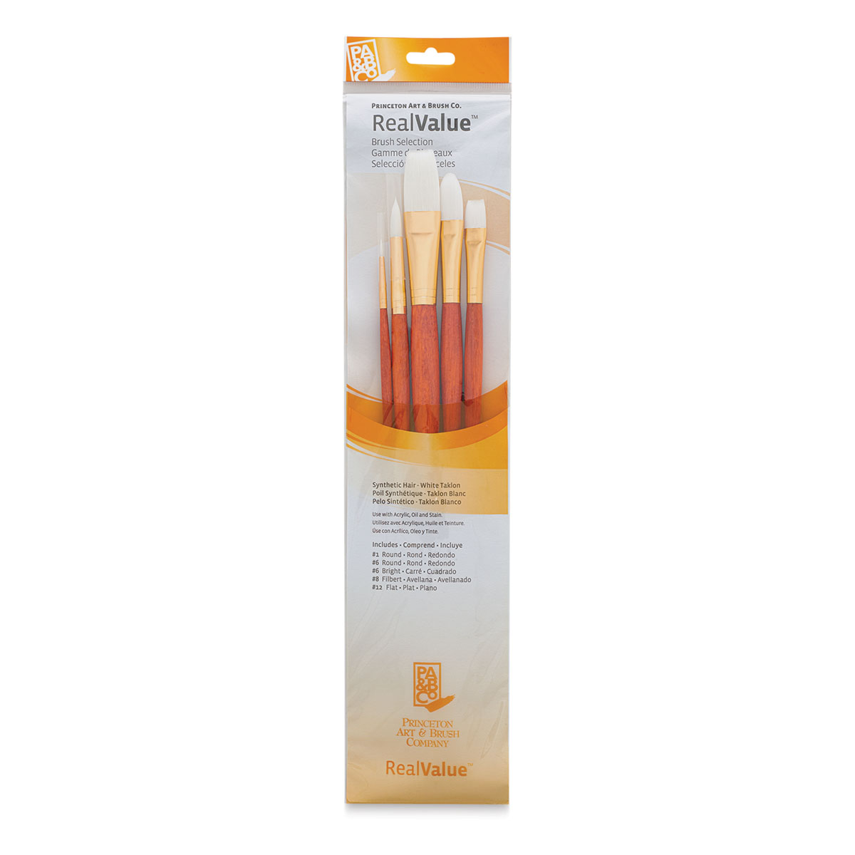 Princeton Real Value Brush Set - 9155, White Taklon, Long Handle