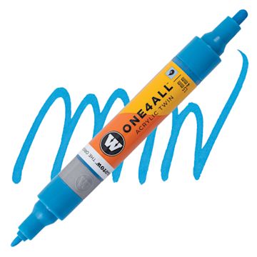 Open in modal - Molotow One4All Acrylic Twin Marker - Shock Blue Middle marker and swatch