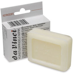 Da Vinci All Natural Brush Soap with Conditioner - Angled view of standing soap and package