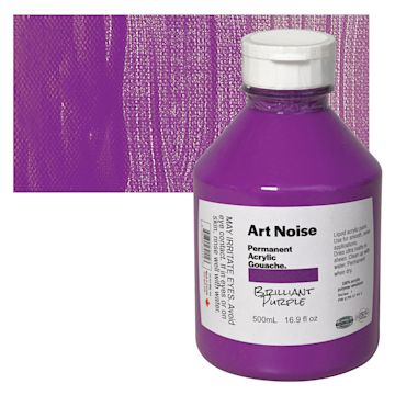 Open in modal - Tri-Art Art Noise Permanent Acrylic Gouache - Brilliant Purple, 500 ml, Bottle and swatch