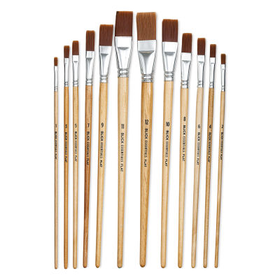 Blick Essentials Value Brush Set - Flat Brushes, Brown Nylon, Set of 12