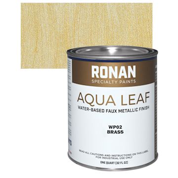 Open in modal - Ronan Aqua Leaf Water-Based Faux Metallic Color - Brass, Quart and swatch