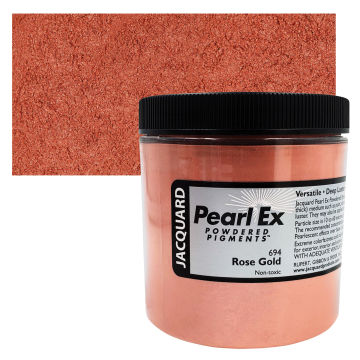 Jacquard Pearl-Ex Pigment - 4 oz, Rose Gold, Jar with Swatch