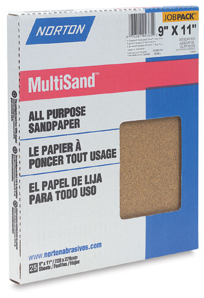 Norton Sandpaper - 25 Sheets, 9 x 11, Assorted