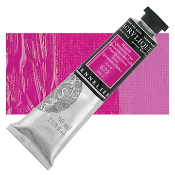 Open in modal - Sennelier Extra-Fine Artist Acrylique - Quinacridone Red Light, 60 ml tube and swatch