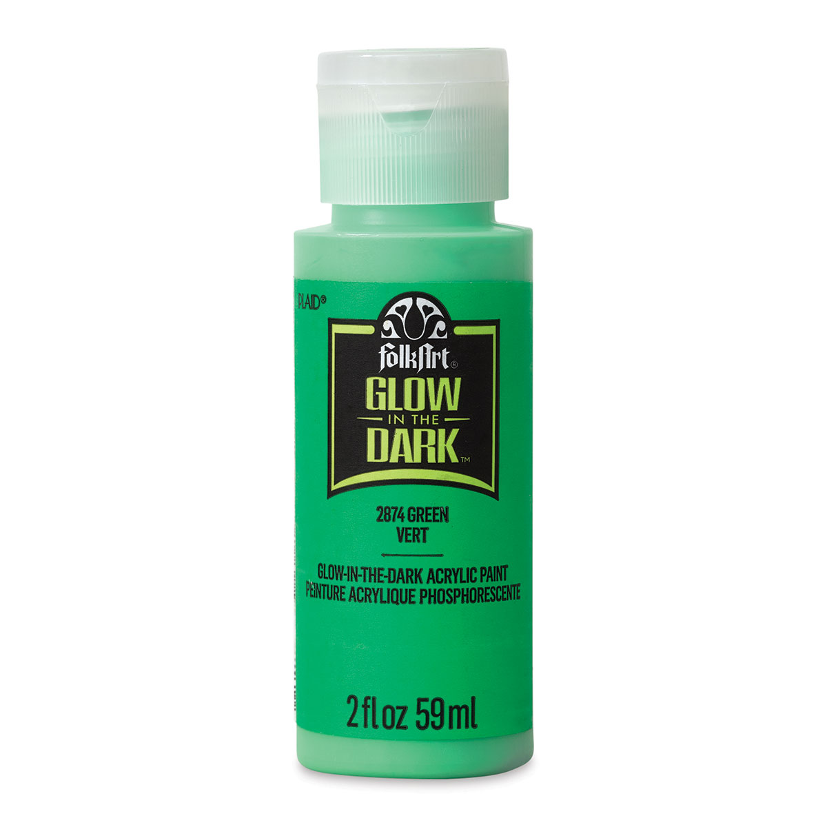 Plaid Folkart Glow In The Dark - Pintura Acrílica Brilla en la Oscuridad  2oz (59ml) - (Disponible en