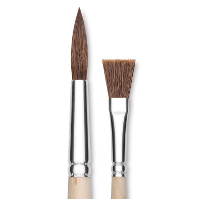 Faux Camel Watercolor Brushes - Tips of Round and Flat brush shown
