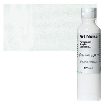 Tri-Art Art Noise Permanent Acrylic Gouache - Titanium White, 120 ml, Bottle with swatch