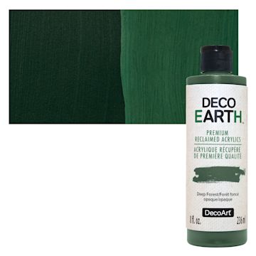 Open in modal - DecoArt DecoEarth Premium Reclaimed Acrylic Paint - Deep Forest, 8 oz bottle with swatch