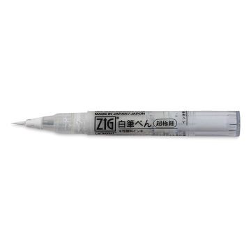Zig Cartoonist Ultra Fine White Brush Pen - Uncapped pen shown horizontally 
