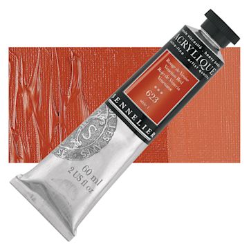Open in modal - Sennelier Extra-Fine Artist Acrylique - Venetian Red, 60 ml tube and swatch