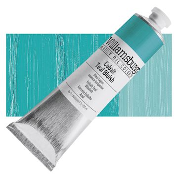 Open in modal - Williamsburg Handmade Oil Paint - Cobalt Teal Bluish, 150 ml tube and swatch