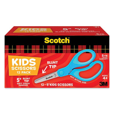 Scotch Soft Touch Blunt Kids Scissors, 5", Stainless Steel, Set of 12