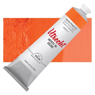 Open in modal - Utrecht Artists' Oil Paint - Cadmium Orange, 150 ml tube and swatch
