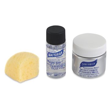 Open in modal - Cosmetic Powdered Metal Kits - Components of Silver Kit shown