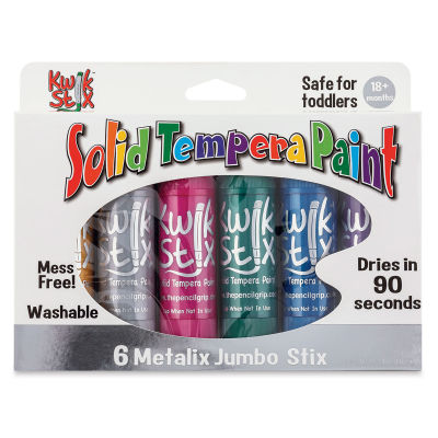 Kwik Stix Tempera Paint - Jumbo Stix, Metalix Colors, Set of 6 (Front of packaging)