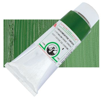Open in modal - Old Holland Classic Oil Color - Chromium Oxide Green, 125 ml tube and swatch