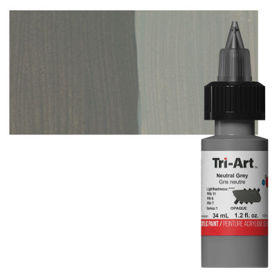 Tri-Art Low-Viscosity Artist Acrylic - Neutral Gray, Tube with Swatch