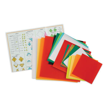 Yasutomo Origami Colored Paper Assortment - Assorted Sizes, Medium, Pkg of 55 Sheets