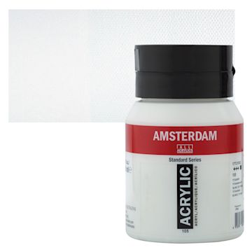 Open in modal - Amsterdam Standard Series Acrylic Paint - Titanium White, 500 ml, Bottle and swatch