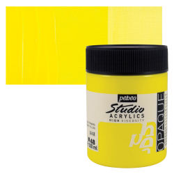 Pebeo High Viscosity Acrylics - Opaque Primary Yellow, 500 ml, Jar with Swatch