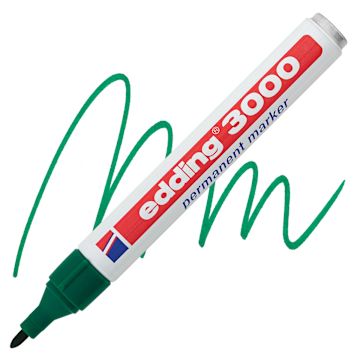 Open in modal - Edding Permanent Marker - Green, 3000, Bullet Nib marker and swatch