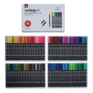 Kingart Dual Tip Brush Pen Art Markers, Set of 48 Unique Colors