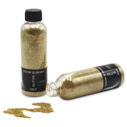 Colorberry Glitter - Gold, Fine, 90 grams, Bottle (Glitter shown in and out of bottle)