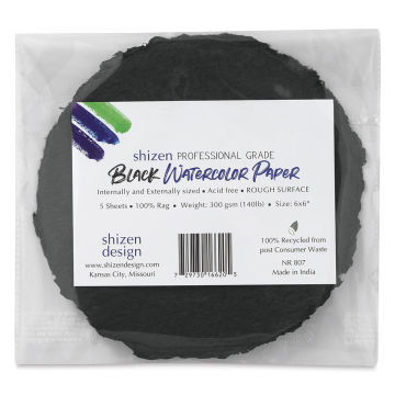 Shizen Black Watercolor Paper - 5 x 7, Cold Press/Rough, 50 Sheet Pkg