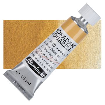 Open in modal - Schmincke Horadam Aquarell Artist Watercolor - Yellow Raw Ochre, 15 ml tube and swatch