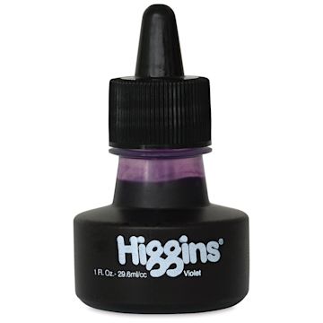 Open in modal - Higgins Dye-Based Drawing Inks - Front of 1 oz bottle of Violet Ink