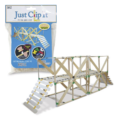 Just Clip It Build Sticks Bridge Kit - Package shown with completed Bridge
