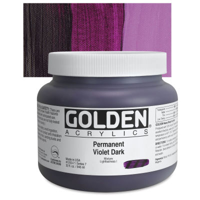 Golden Heavy Body Artist Acrylics - Permanent Violet Dark, 32 oz Jar