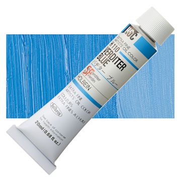 Open in modal - Holbein Artists' Oil Color - Verditer Blue, 20 ml tube and swatch