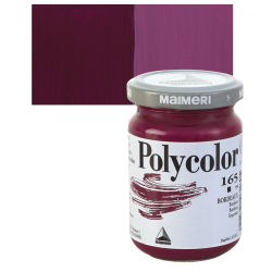 Maimeri Polycolor Vinyl Paint - Bordeaux, 140 ml, Swatch with Jar
