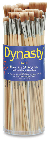 Open in modal - Dynasty Dupont Tynex Gold Nylon Acrylic Brush Canister - Assorted Brushes, Set of 60