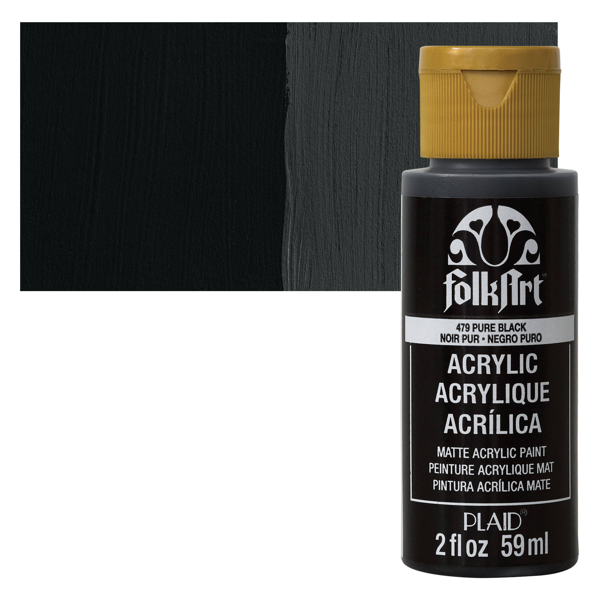 FolkArt Matte Acrylic Paint - Pure Black, 2 oz, Bottle
