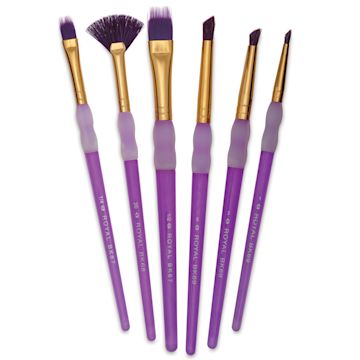 Open in modal - Royal & Langnickel Big Kid's Choice Lil' Grippers Synthetic Brushes - Deluxe Texture, Set of 6