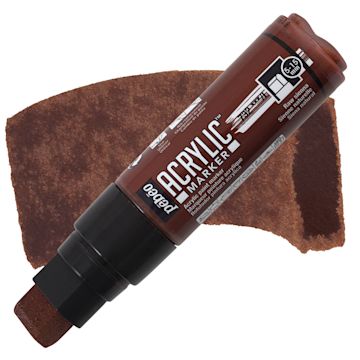 Open in modal - Pebeo Acrylic Marker - Raw Sienna, 5-15 mm, Flat Nib marker and swatch