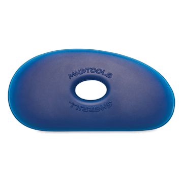 Open in modal - Mudtools Polymer Ribs - Side view of Blue Firm Texture rib in Shape 1